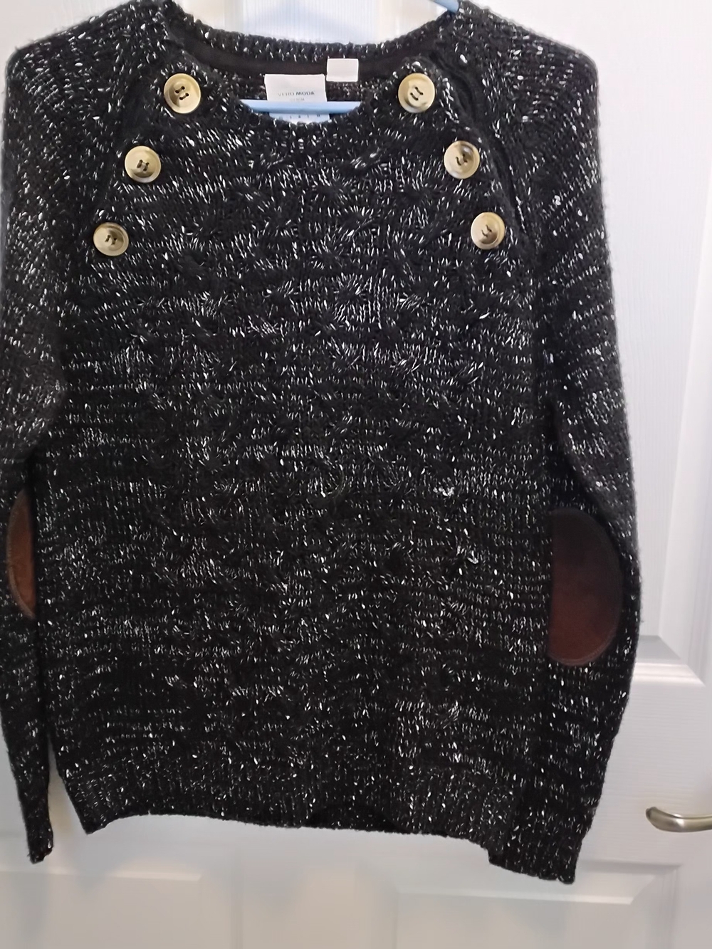 Vero Moda Black " Emma" Button Cable Knit Sweater Size M